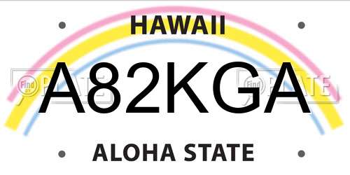 A82KGA Hawaii License Plate