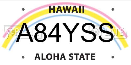 A84YSS Hawaii License Plate