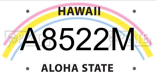 A8522M Hawaii License Plate
