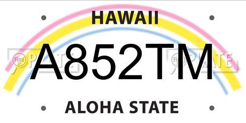 A852TM Hawaii License Plate