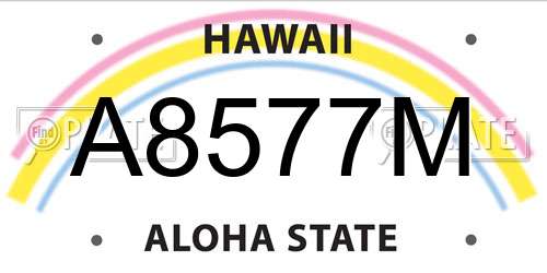 A8577M Hawaii License Plate