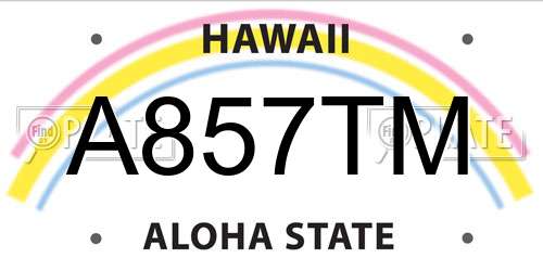 A857TM Hawaii License Plate