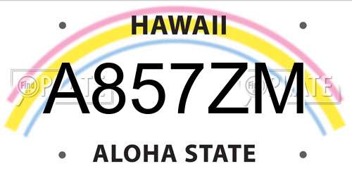 A857ZM Hawaii License Plate