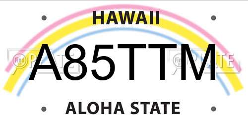 A85TTM Hawaii License Plate