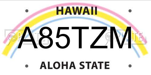 A85TZM Hawaii License Plate