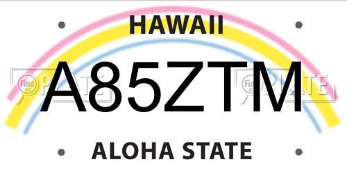 A85ZTM Hawaii License Plate