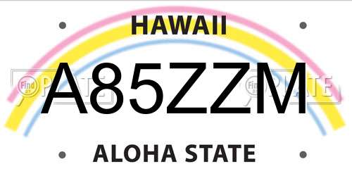 A85ZZM Hawaii License Plate