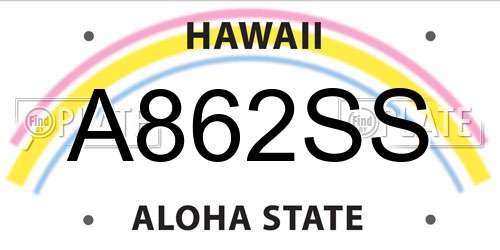 A862SS Hawaii License Plate