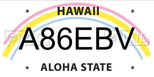 A86EBV Hawaii License Plate