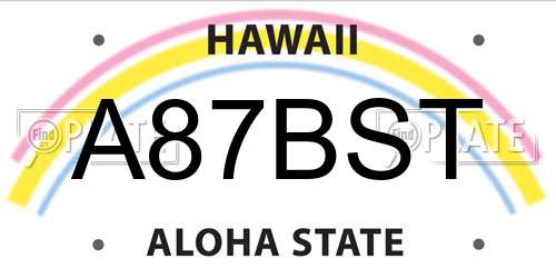 A87BST Hawaii License Plate