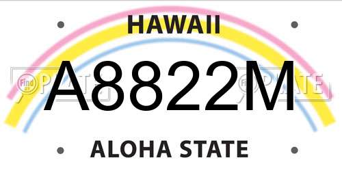 A8822M Hawaii License Plate