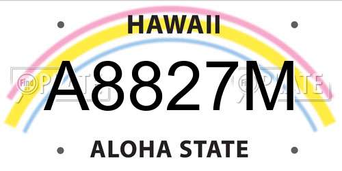 A8827M Hawaii License Plate