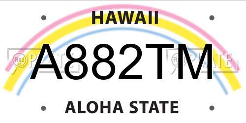 A882TM Hawaii License Plate