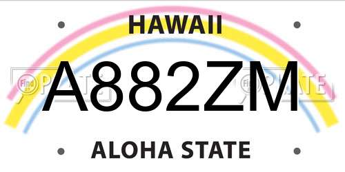 A882ZM Hawaii License Plate