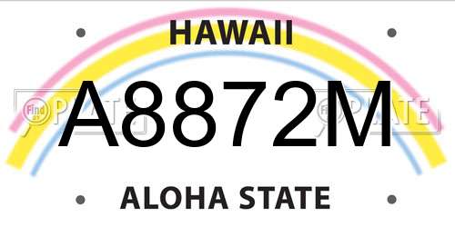 A8872M Hawaii License Plate