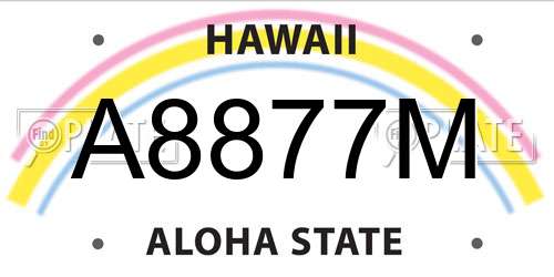 A8877M Hawaii License Plate