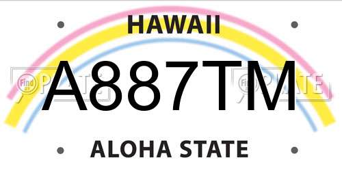 A887TM Hawaii License Plate