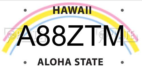 A88ZTM Hawaii License Plate