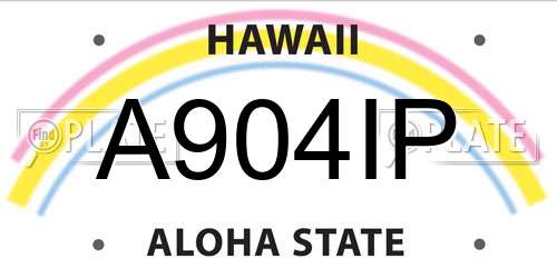 A904IP Hawaii License Plate