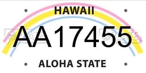 AA17455 Hawaii License Plate