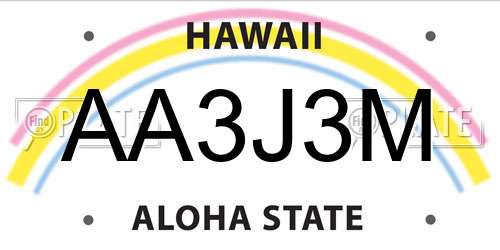 AA3J3M Hawaii License Plate