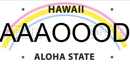 AAAOOOD Hawaii License Plate