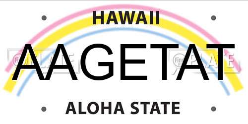 AAGETAT Hawaii License Plate