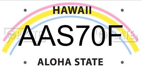 AAS70F Hawaii License Plate