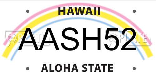 AASH52 Hawaii License Plate