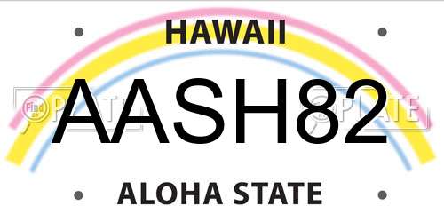 AASH82 Hawaii License Plate
