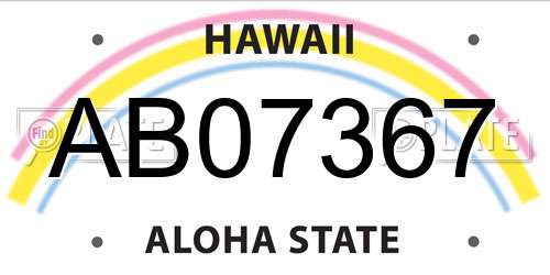 AB07367 Hawaii License Plate