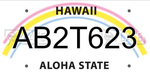 AB2T623 Hawaii License Plate
