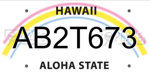 AB2T673 Hawaii License Plate