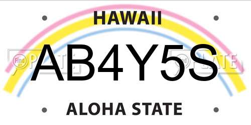 AB4Y5S Hawaii License Plate