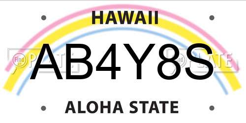 AB4Y8S Hawaii License Plate