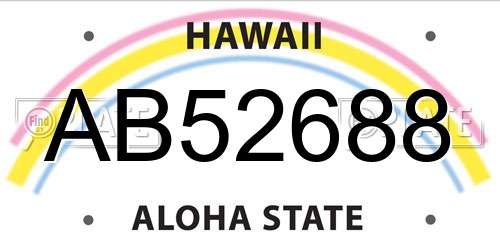 AB52688 Hawaii License Plate