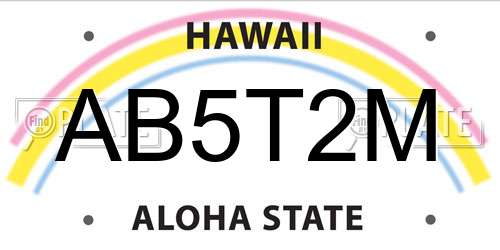 AB5T2M Hawaii License Plate