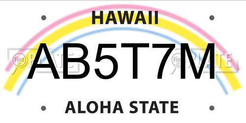 AB5T7M Hawaii License Plate
