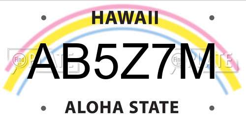 AB5Z7M Hawaii License Plate