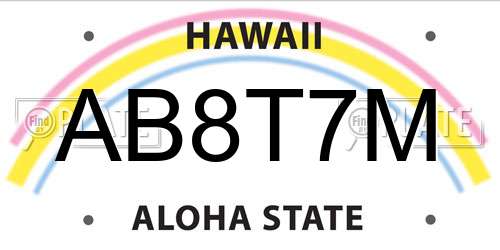 AB8T7M Hawaii License Plate