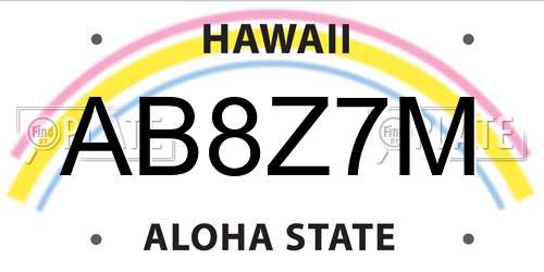 AB8Z7M Hawaii License Plate