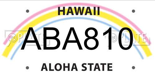 ABA810 Hawaii License Plate