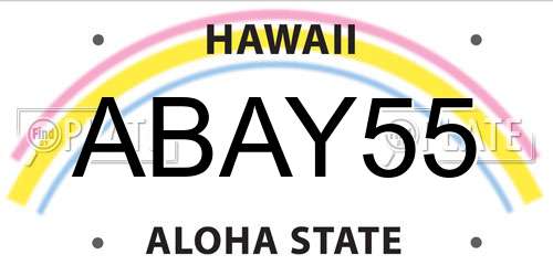 ABAY55 Hawaii License Plate