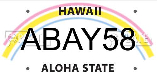 ABAY58 Hawaii License Plate