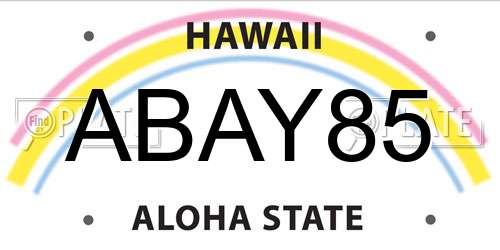 ABAY85 Hawaii License Plate