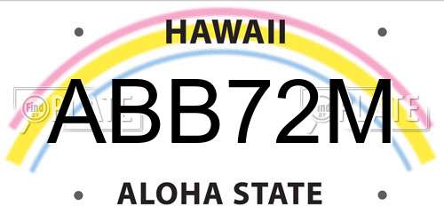 ABB72M Hawaii License Plate