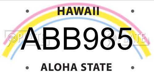 ABB985 Hawaii License Plate