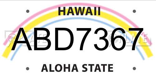 ABD7367 Hawaii License Plate