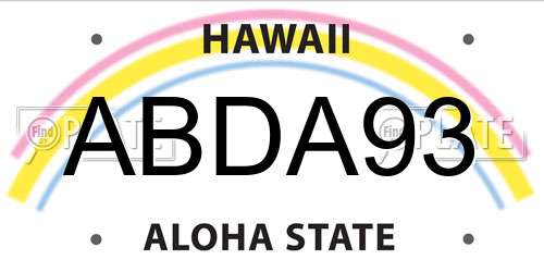 ABDA93 Hawaii License Plate