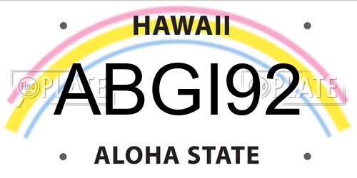 ABGI92 Hawaii License Plate